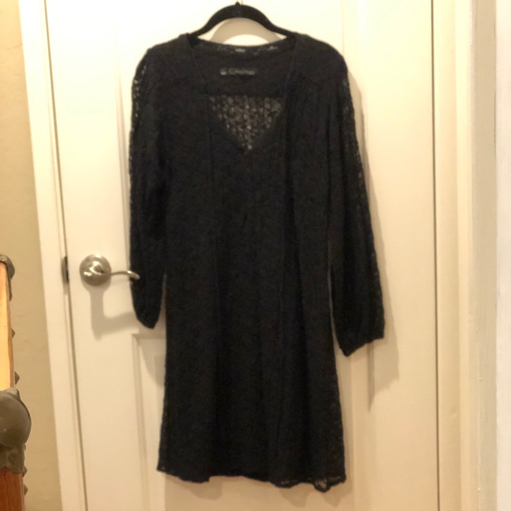 Lacy knit dress with built-in slip